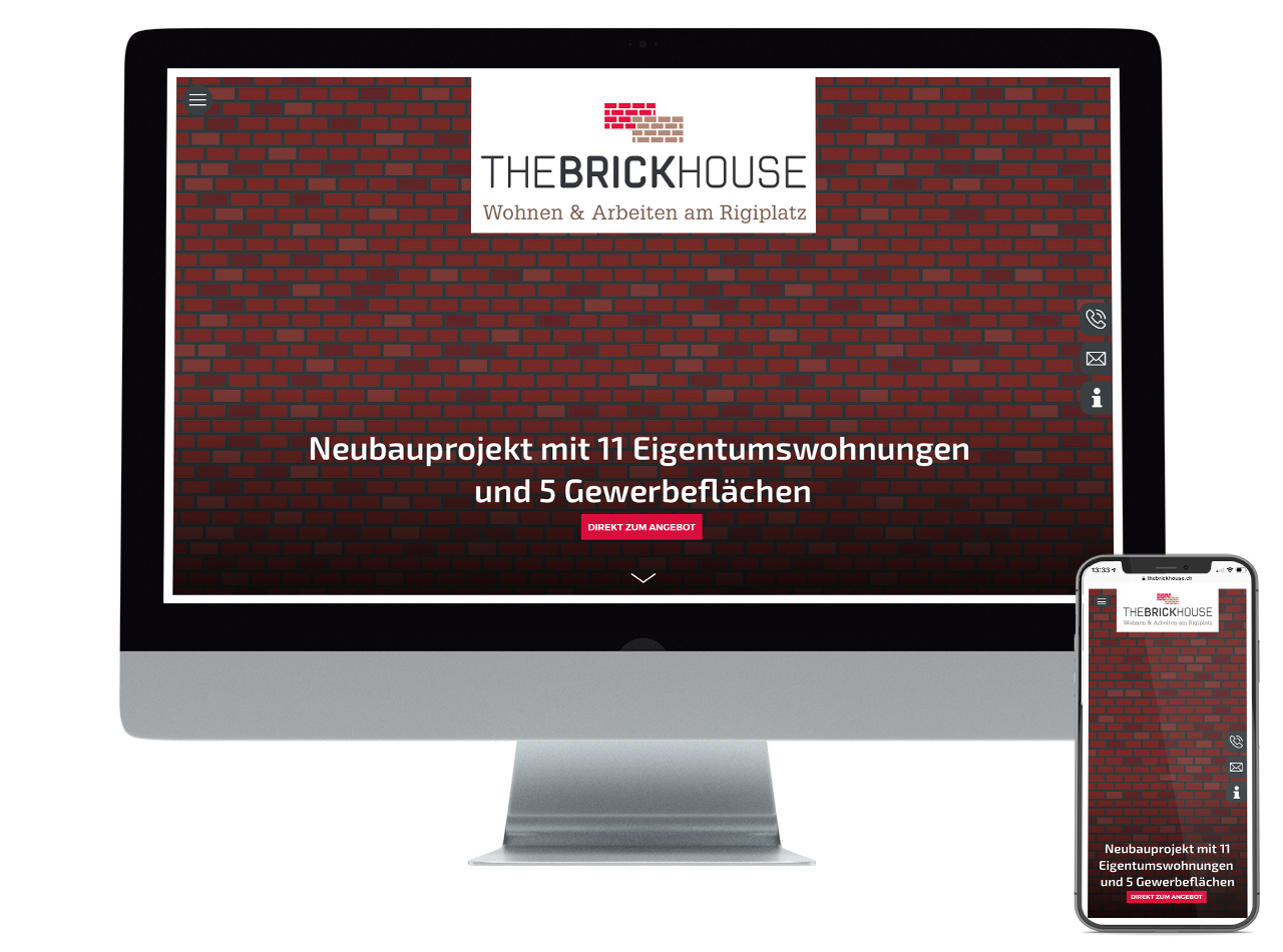 Immobilien Website The Brick House Zürich   fresh interactive AG